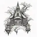 elf in street scene tattoo design idea