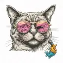 cat Wearing Sunglasses And Smoking tattoo design idea