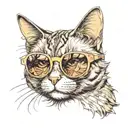 cat Wearing Sunglasses And Smoking tattoo design idea