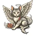 cat with angel wings tattoo design idea