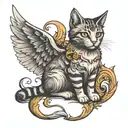 cat with angel wings tattoo design idea