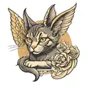 cat with angel wings tattoo design idea