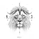 Lion and a clock tattoo design idea