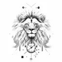 Lion and a clock tattoo design idea