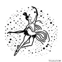 A ballet dancer gracefully balancing on one leg with vibrant red and purple feathers surrounding her tattoo design idea