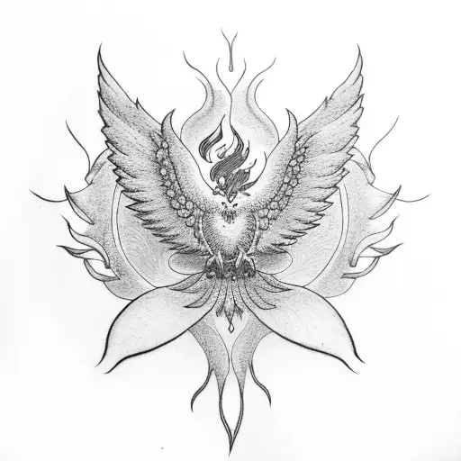 phoenix lotus aum tattoo design idea