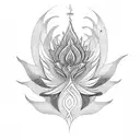 Phoenix rising from lotus flower and rising towards indian aum tattoo design idea