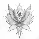 phoenix lotus aum tattoo design idea