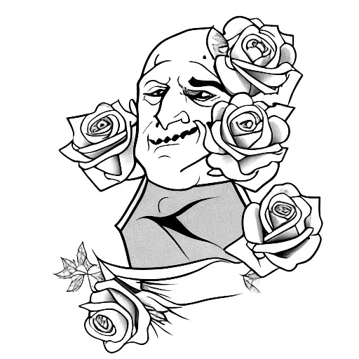 joker card with rose  tattoo design idea