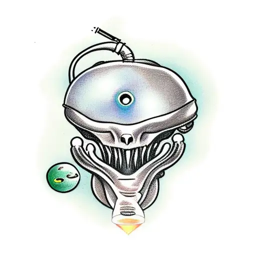 alien smoking weed tattoo design idea