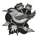 thistle and thrush bird tattoo design idea