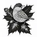 thistle and thrush bird tattoo design idea