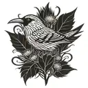 thistle and thrush bird tattoo design idea
