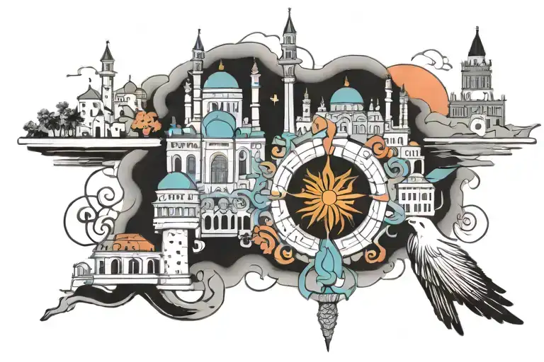 city naples and istanbul tattoo design idea