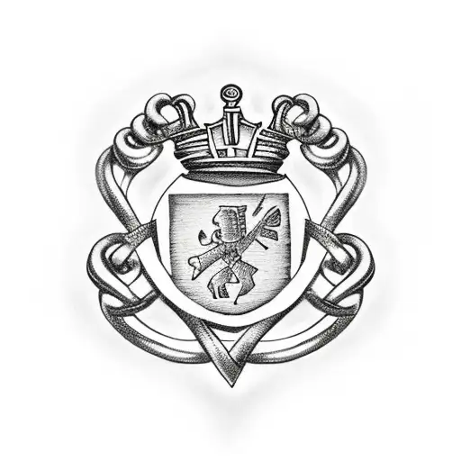 Irish Claddagh symbol with a fireman's line intertwined with the hands and heart tattoo design idea