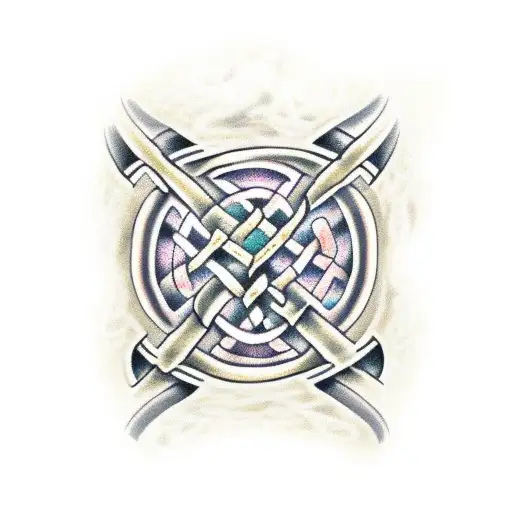 Celtic knotwork incorporating a fireman's axe and flames tattoo design idea