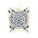 Celtic knotwork incorporating a fireman's axe and flames tattoo design idea