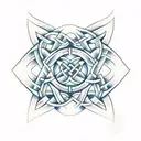 Celtic knotwork incorporating a fireman's axe and flames tattoo design idea