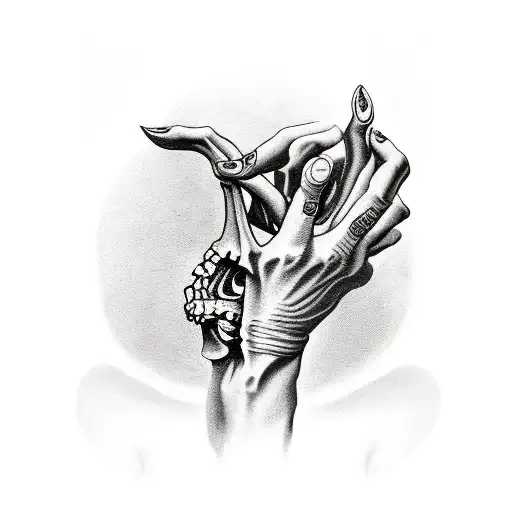 creation of David with skeleton hand tattoo design idea