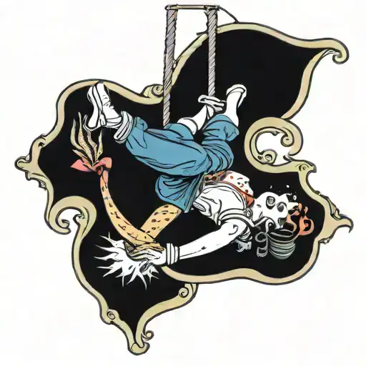 Traditional Sailor Girl suspended upside tattoo design idea