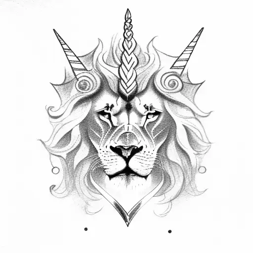 A lion, a unicorn, a welsh dragon, and an irish harp tattoo design idea