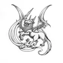 Lion, unicorn, welsh dragon, and irish harp tattoo design idea