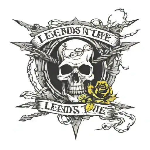 Barbed wire around the collarbone Wrapping around In the front that says legends never die tattoo design idea