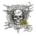 Barbed wire around the collarbone Wrapping around In the front that says legends never die tattoo design idea