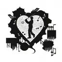 A silhouette of a professor playing golf with musical notes floating around tattoo design idea