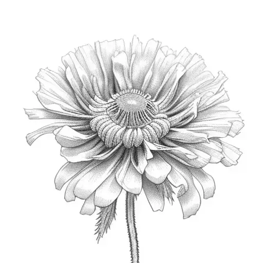 poppy chrysanthemum daisy carnation bouquet tattoo design idea