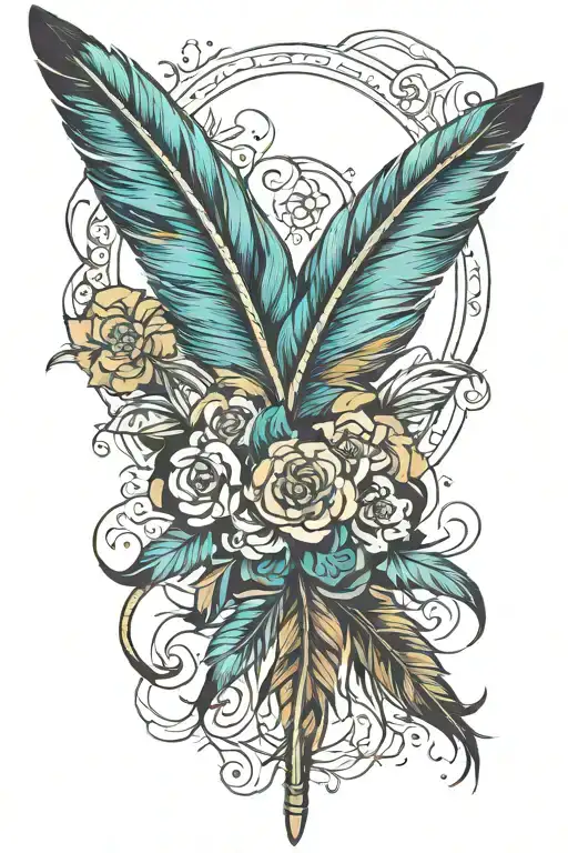 feathers western  tattoo design idea