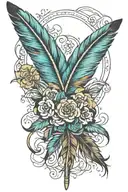 feathers western  tattoo design idea