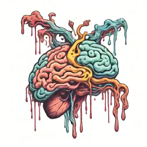 melting brain vs heart  tattoo design idea