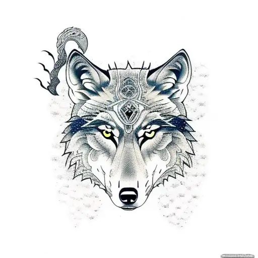 wolf and moon tattoo design idea