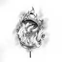 chinese wok with smoke and flame devil tattoo design idea