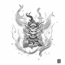 chinese wok with smoke and flame devil tattoo design idea