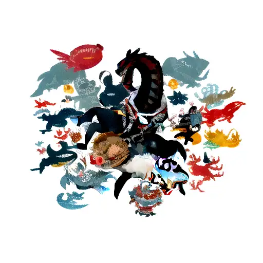 Shark, Dragon, Penguin, Spider tattoo design idea