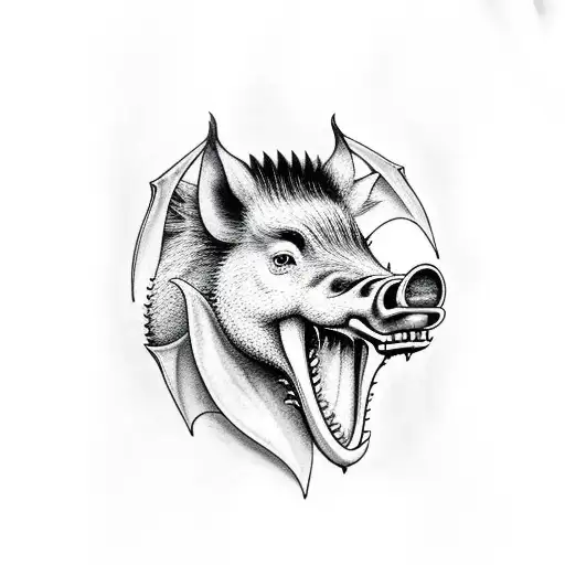 Boar eating a dragon tattoo design idea