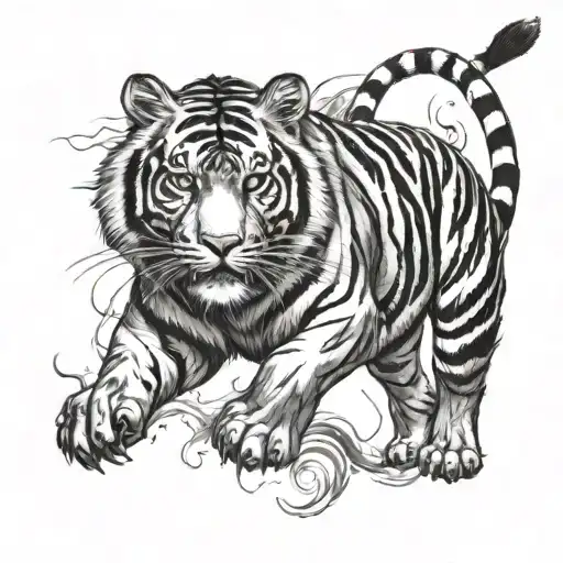  full body tiger pouncing   tattoo design idea