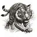  full body tiger prowling   tattoo design idea