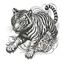  full body tiger pouncing   tattoo design idea