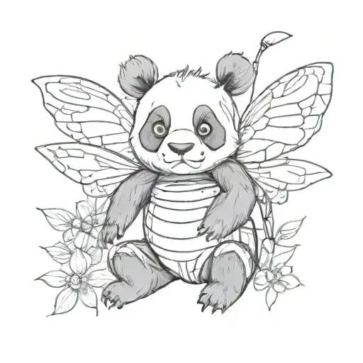 panda  bumblebee cute tattoo design idea