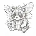 panda  bumblebee cute tattoo design idea