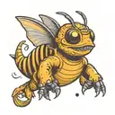 dinosaur flying a bumblebee cute tattoo design idea