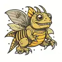 dinosaur flying a bumblebee cute tattoo design idea