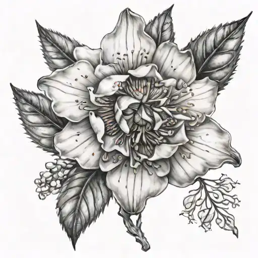 Myrtle flower tattoo design idea