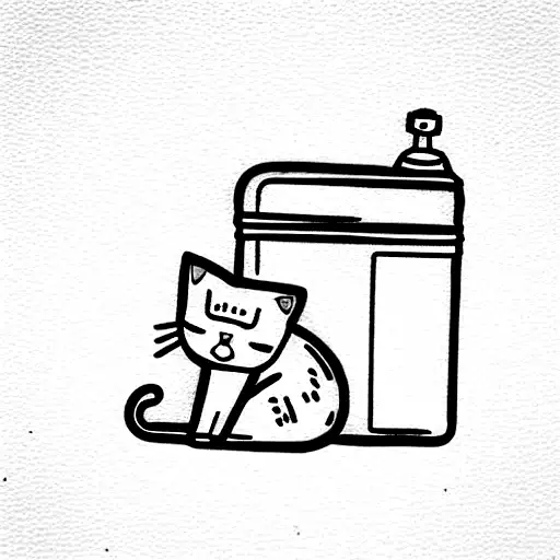 cat with juice box tattoo design idea