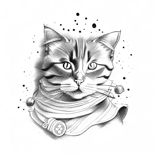 cat with juice box tattoo design idea