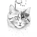 cat with juice box tattoo design idea