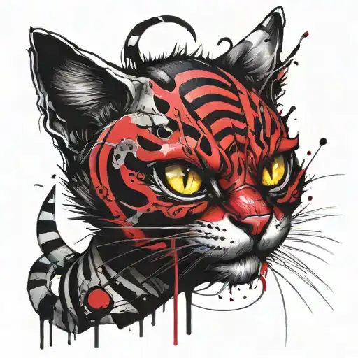 evil cheshire cat tattoo design idea